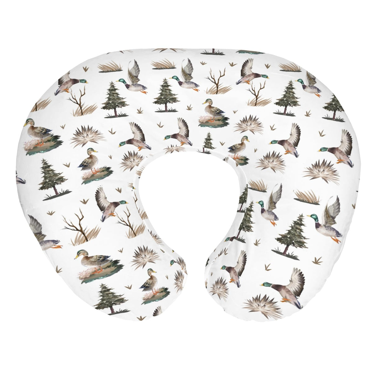 ZoUbqchY retro duck nursing pillow cover with green mallard ducks pattern, enhancing nursery decor