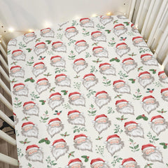 ZoUbqchY retro Santa crib sheet with festive print for joyful nursery decor and cozy sleep.