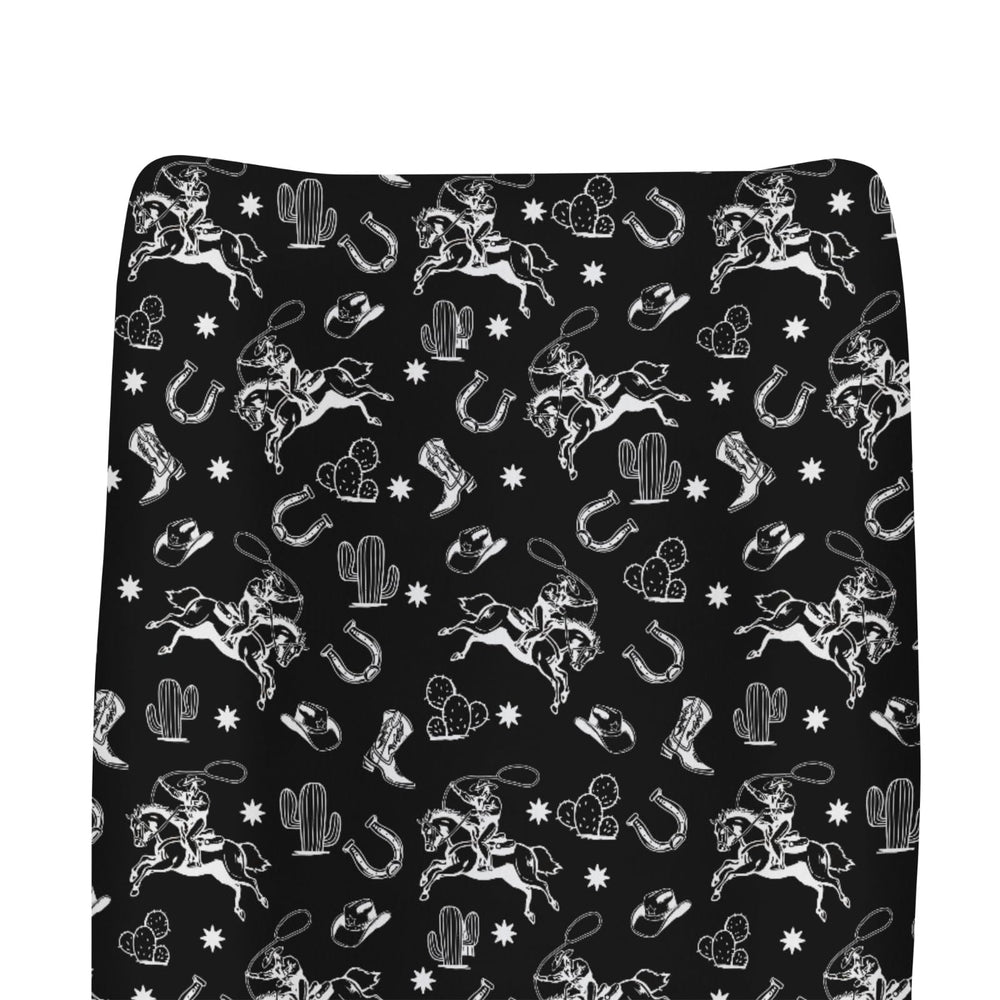ZoUbqchY retro western cowboy changing pad cover with a playful print for quick nursery diaper changes.