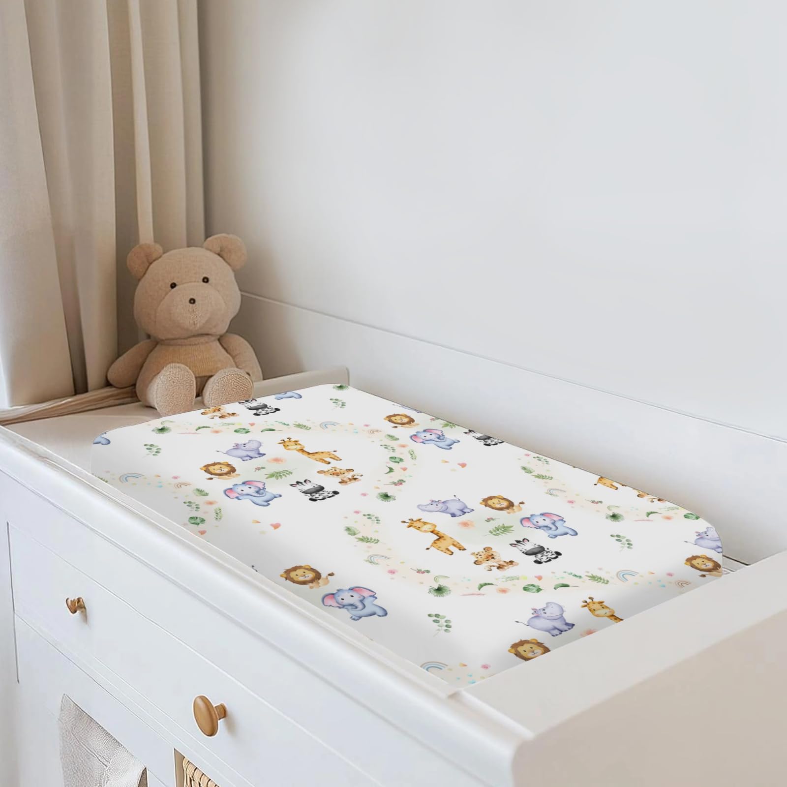ZoUbqchY hippo motif changing pad cover soft material supports comfortable changes