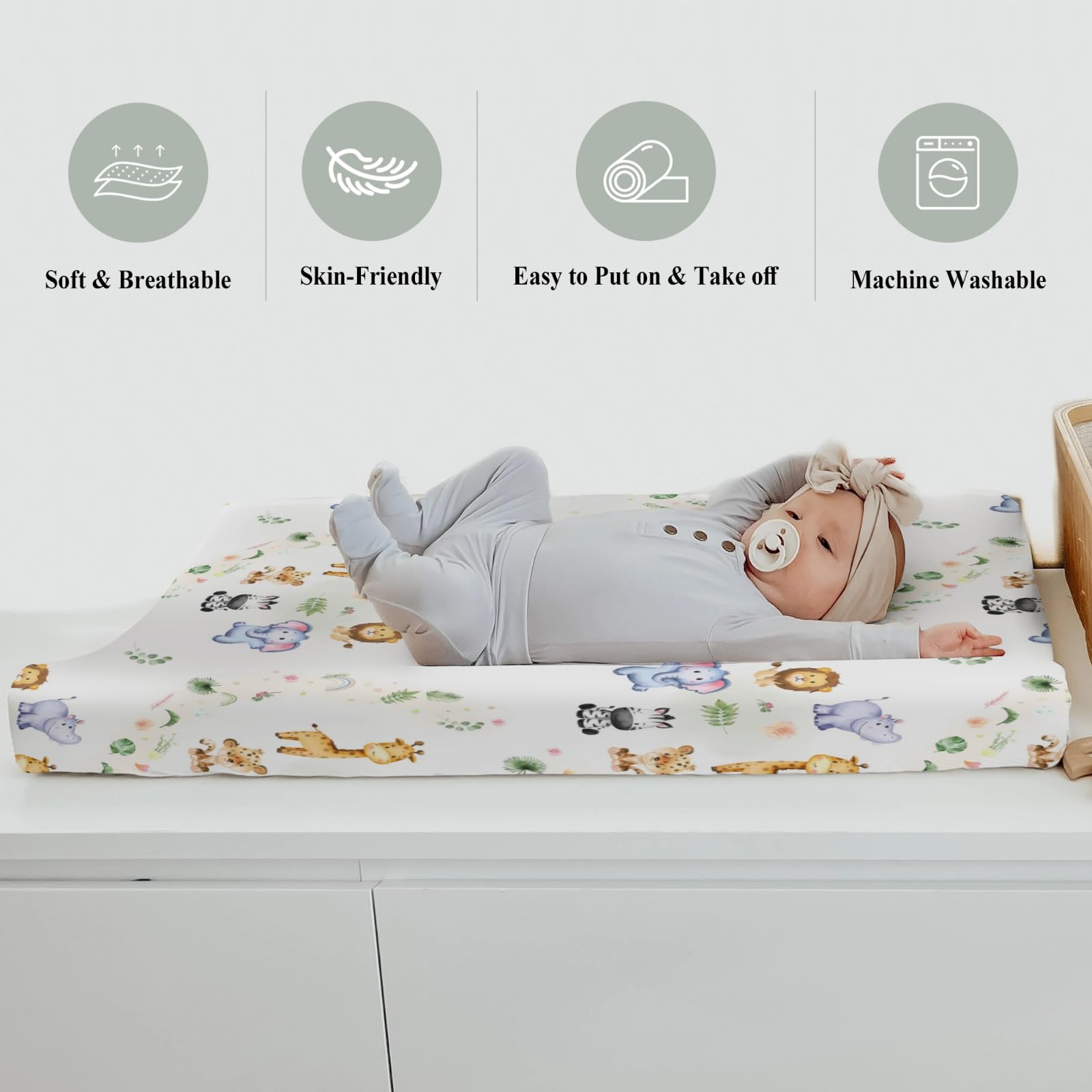 ZoUbqchY rainbow flowers changing pad cover vibrant print for joyful diaper time