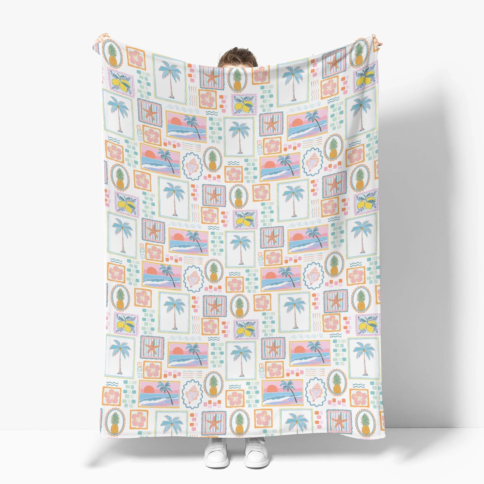 ZoUbqchY starfish patchwork blanket with beachy swaddle feel.