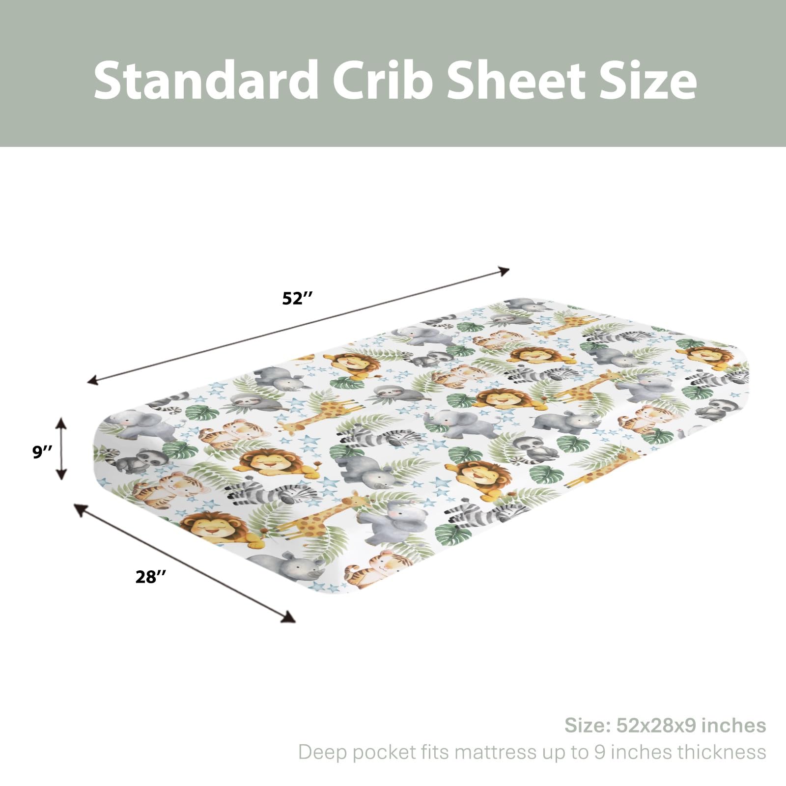 Zooubqchy tropical leaves print crib sheet, fade-resistant and machine washable.