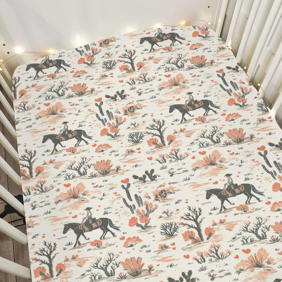 ZoUbqchY vintage western cowgirl love crib sheet with pink horse print for cozy sleep