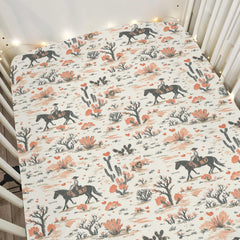 ZoUbqchY vintage western cowgirl love crib sheet with pink horse print for cozy sleep