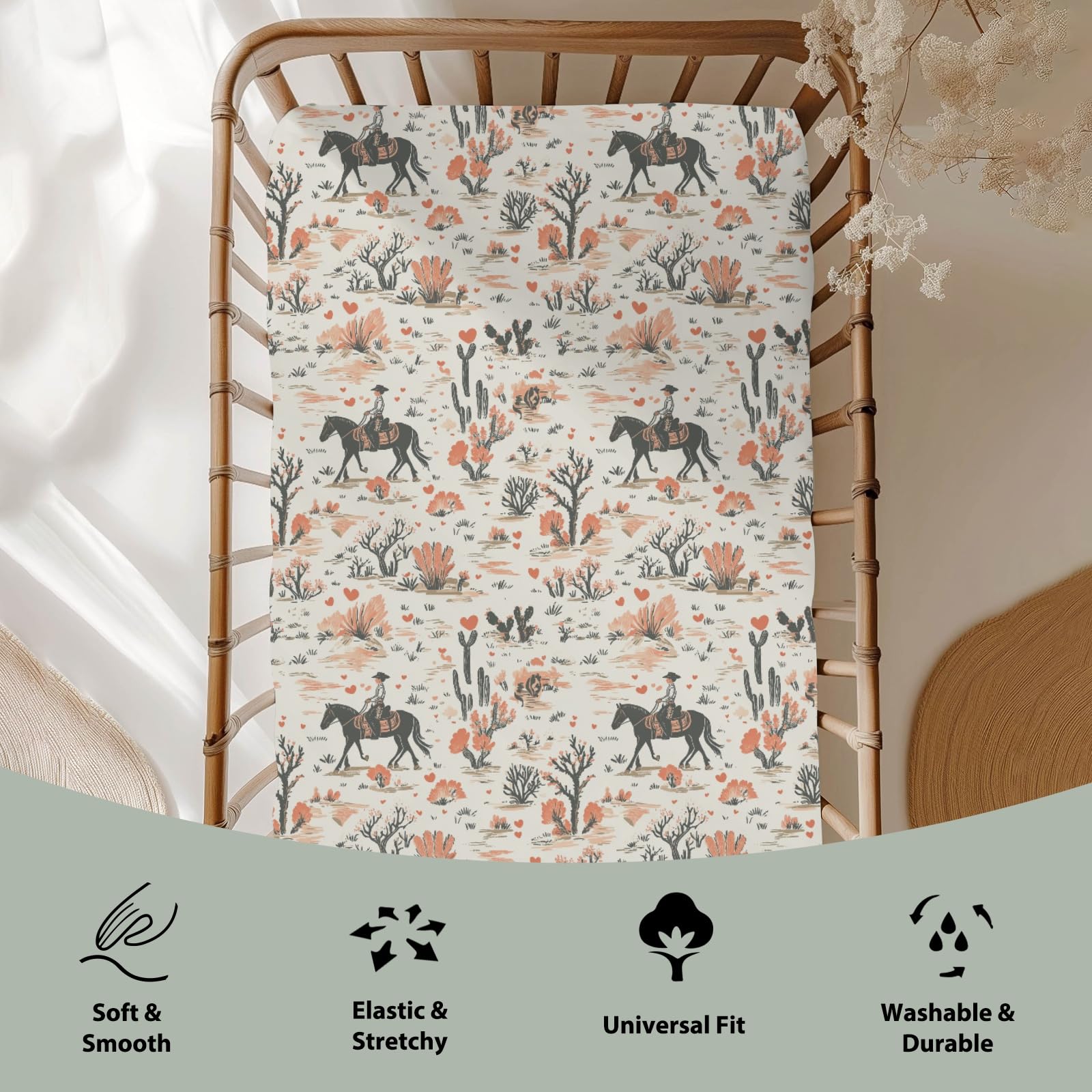 ZoUbqchY cowgirl silhouette design enhances nursery decor and comfort