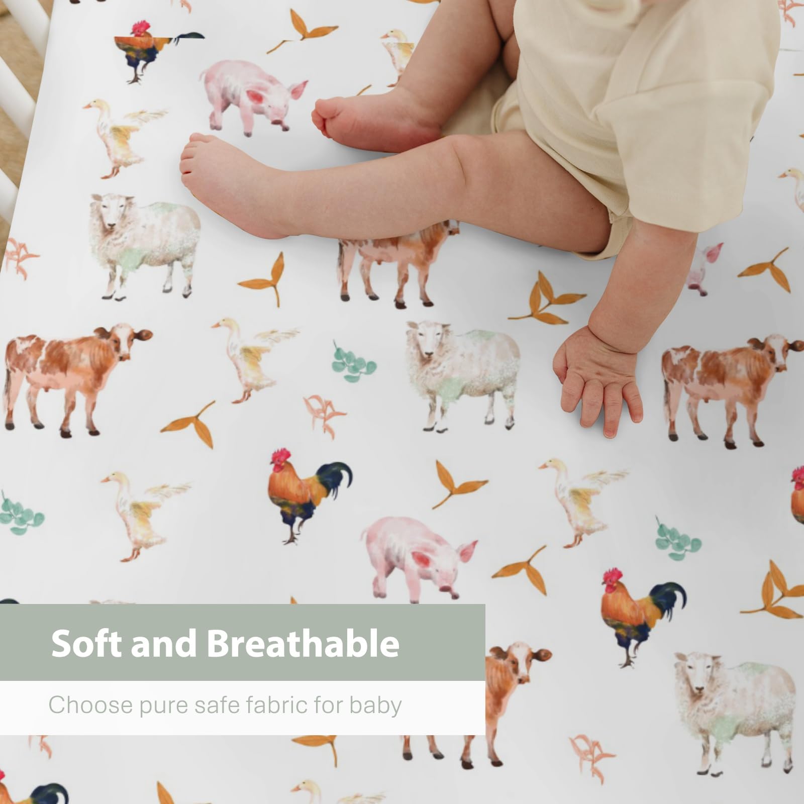 Zooubqchy cow-illustration sheet suits gender-neutral nurseries with gentle, durable fabric