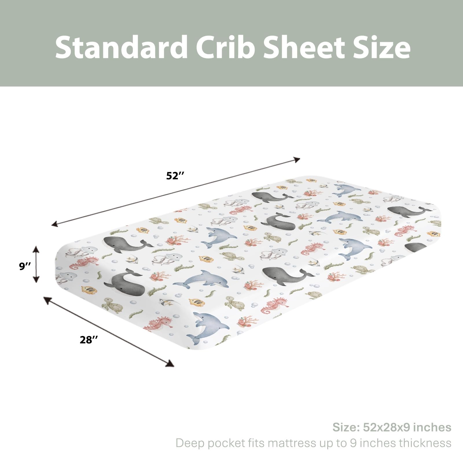 ZoUbqchY coral accents crib sheet creates a calming ocean vibe for nurseries.