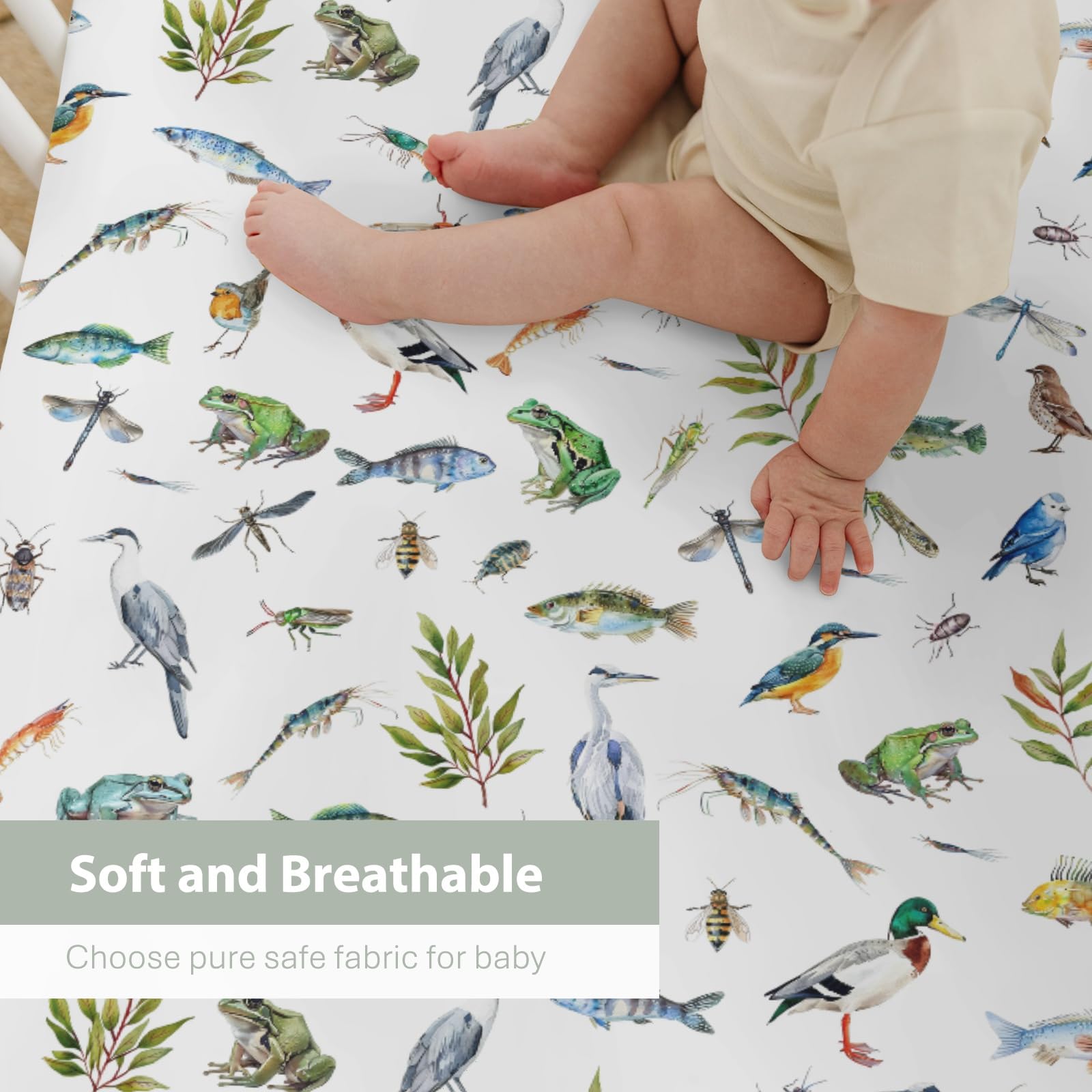 ZoUbqchY leaves pattern crib sheet blends with boy or girl rooms.