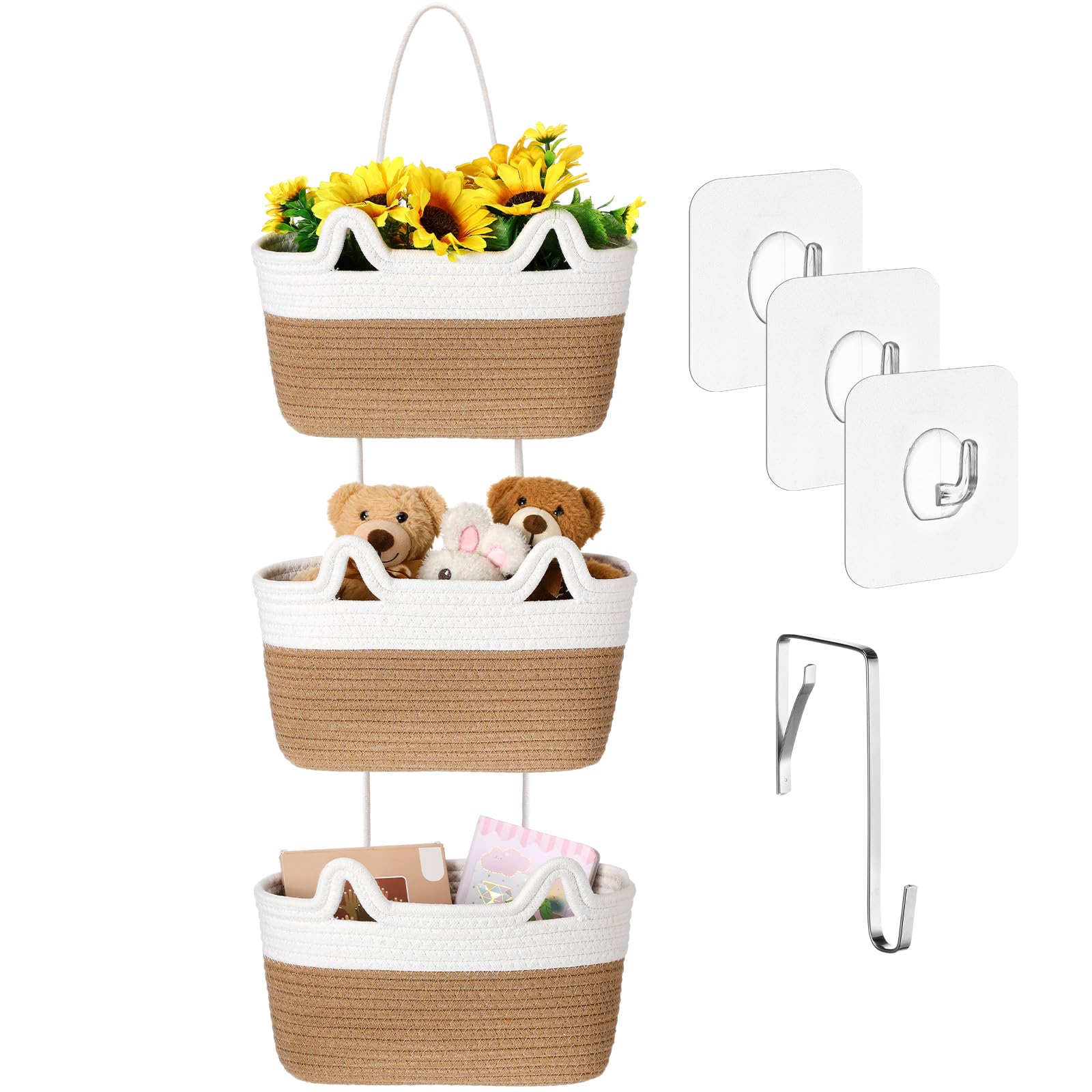 Zopeal 3-tier door hanging basket with cat ear design over the door for clutter-free storage