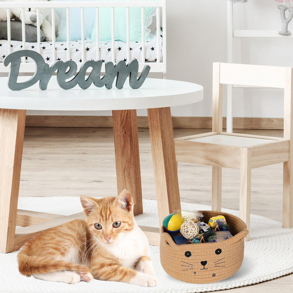 Zopeal cat basket features a playful cat-face design for charming storage.