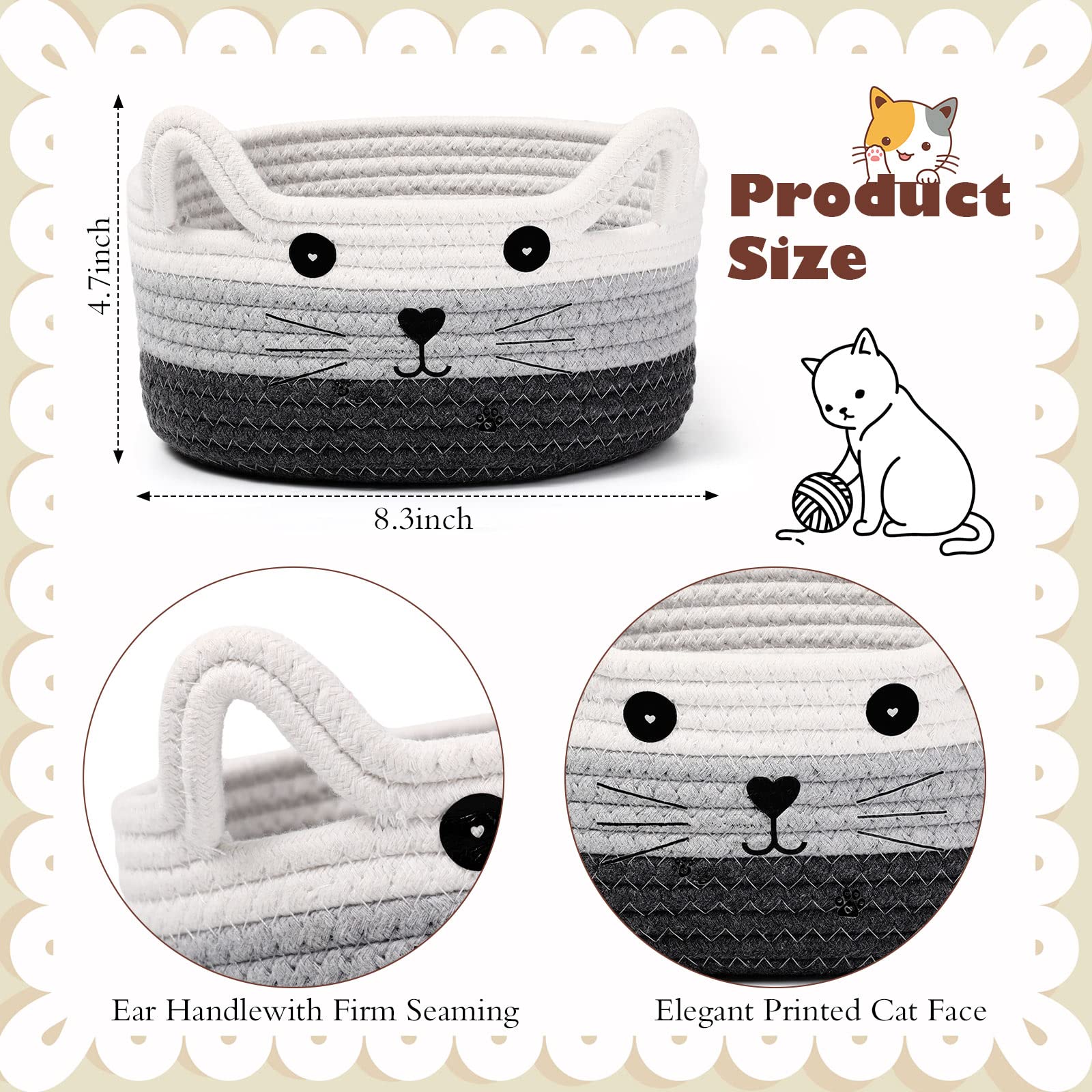 Zopeal cat-face basket ideal for cosmetics and small items organization.
