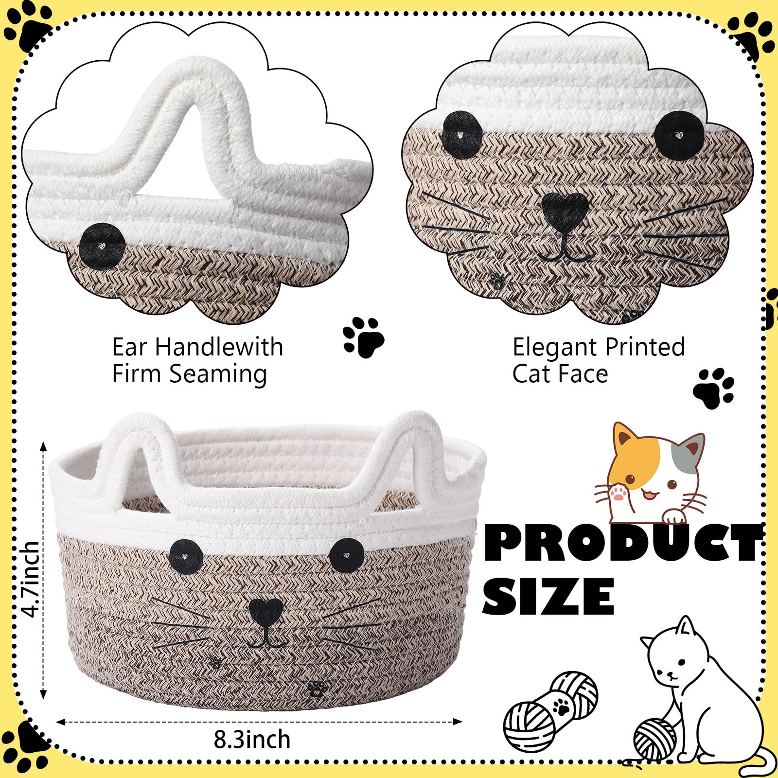 Zopeal cat-face woven basket with charming nursery decor