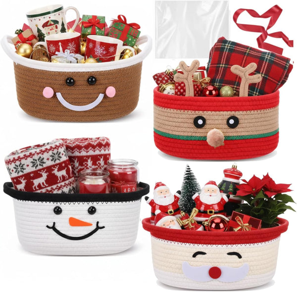 Zopeal Christmas woven basket with deer design, ideal for festive gifting and gift presentation.