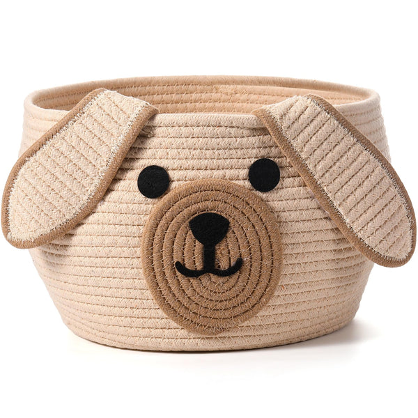 Zopeal dog woven basket with cute puppy design for stylish toy storage.