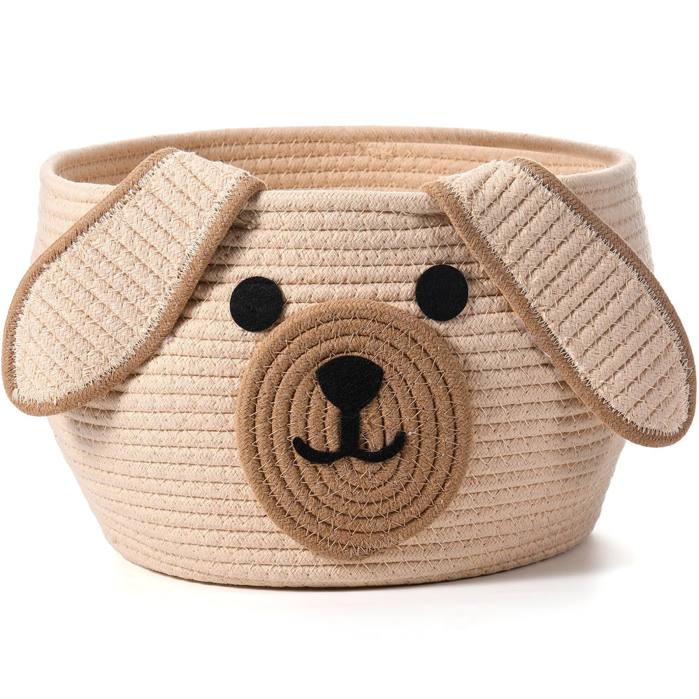Zopeal dog woven basket with cute puppy design for stylish toy storage.