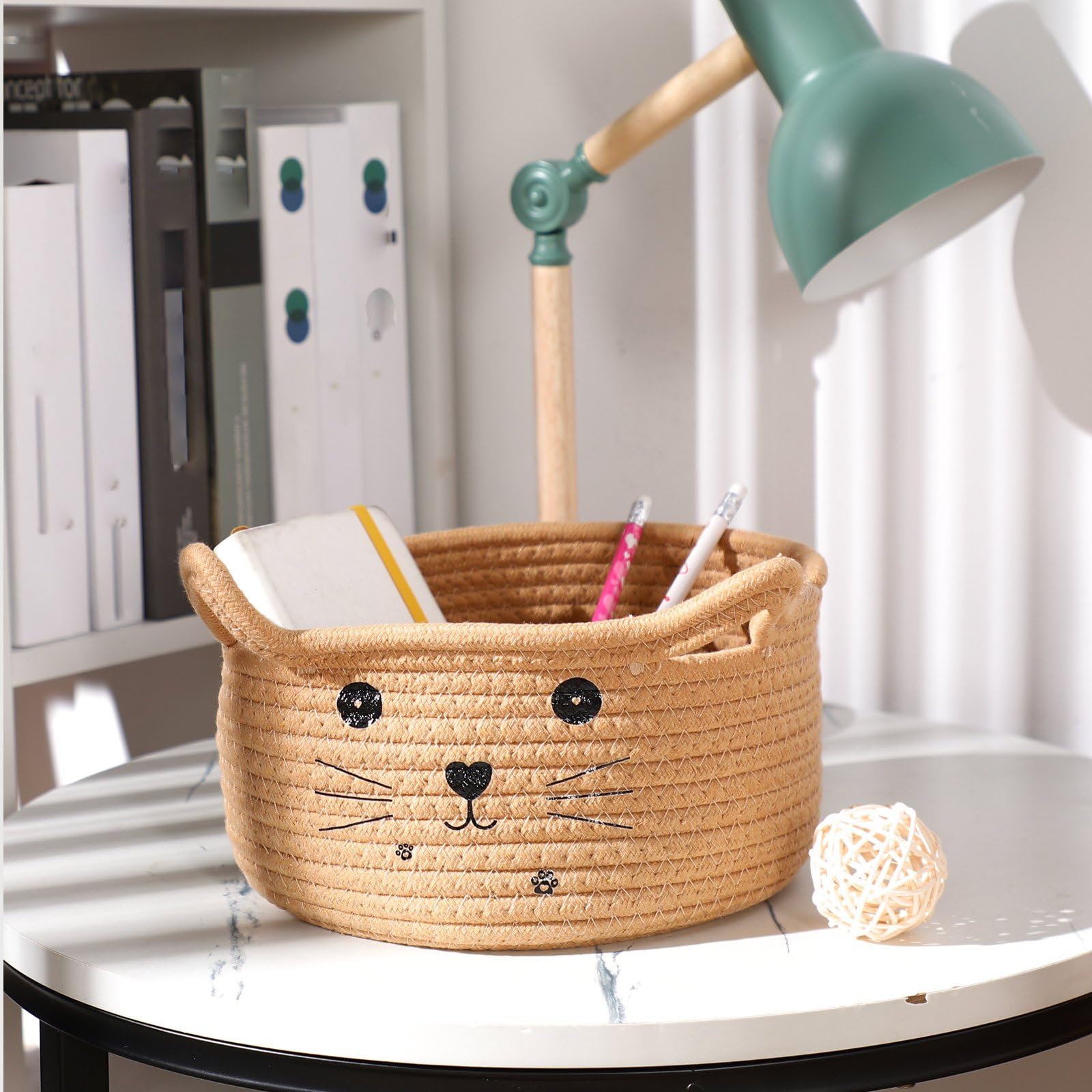 Zopeal khaki tone basket blends softly with multiple room styles.