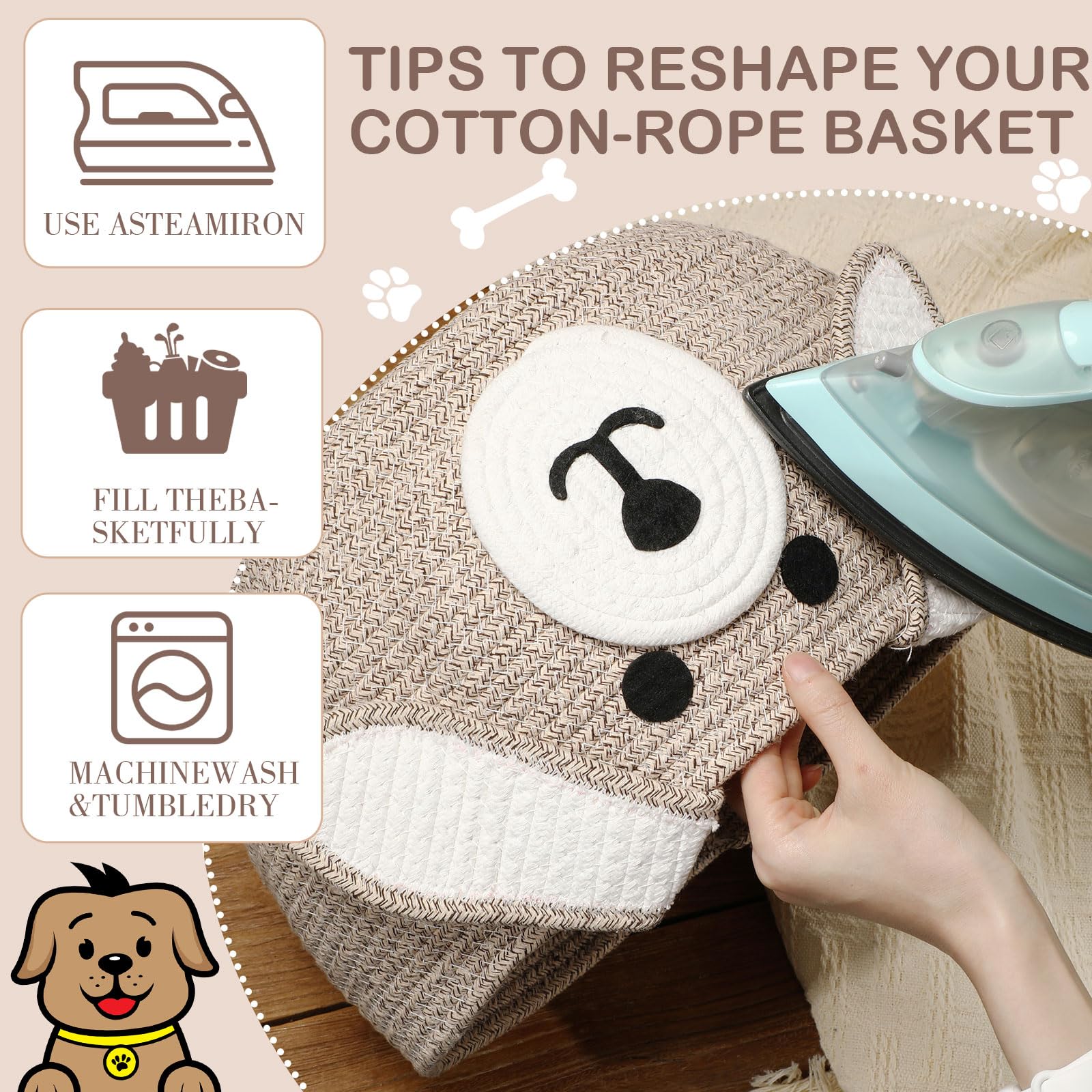 Zopeal pet bed and decor basket doubles as a cozy sleeping nook.