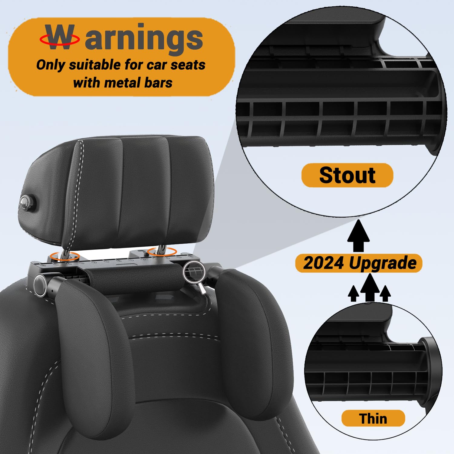 zorunowa universal fit works with metal headrest poles of various widths