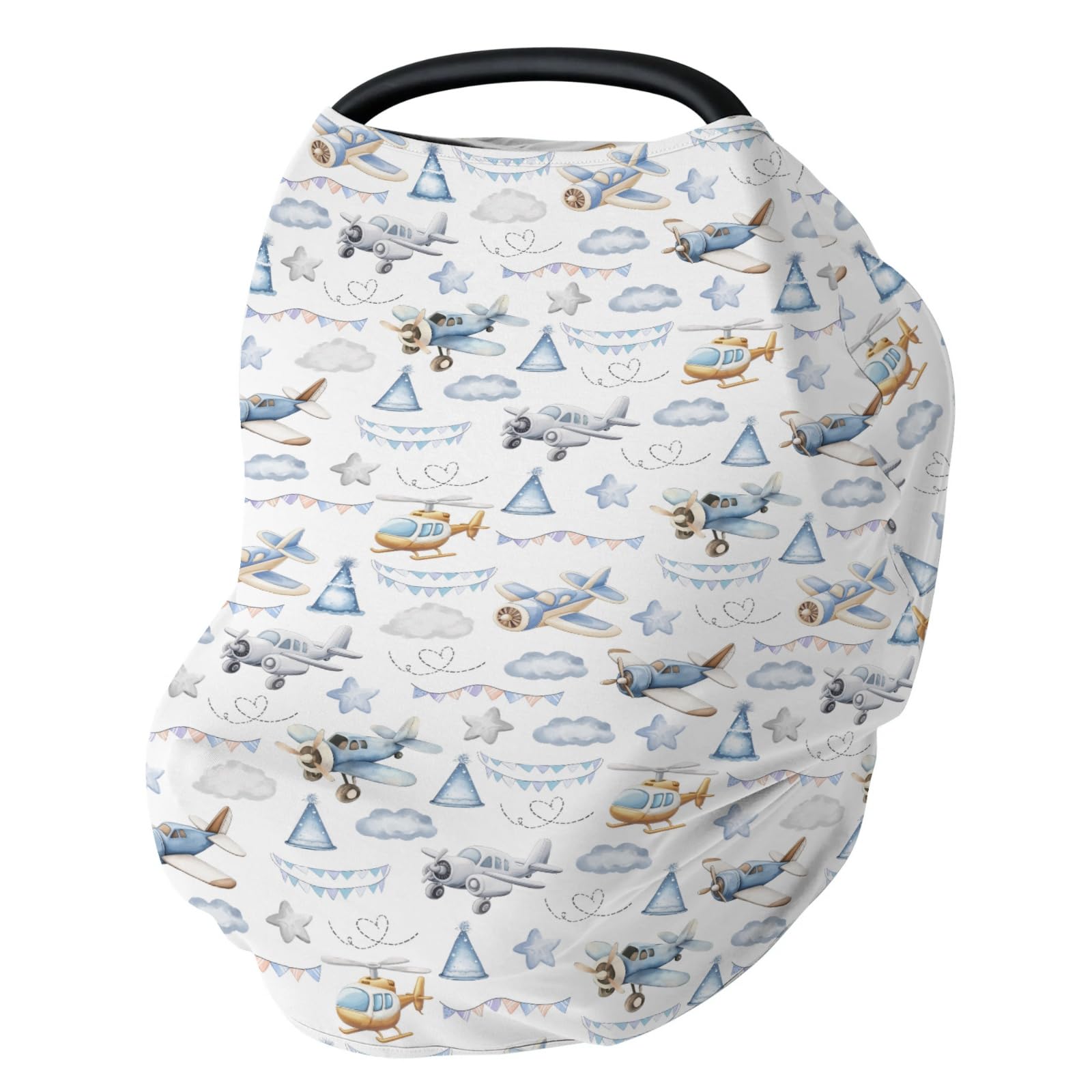 ZoUbqchy airplanes-helicopters watercolor cover protects baby in car seats with stylish design.
