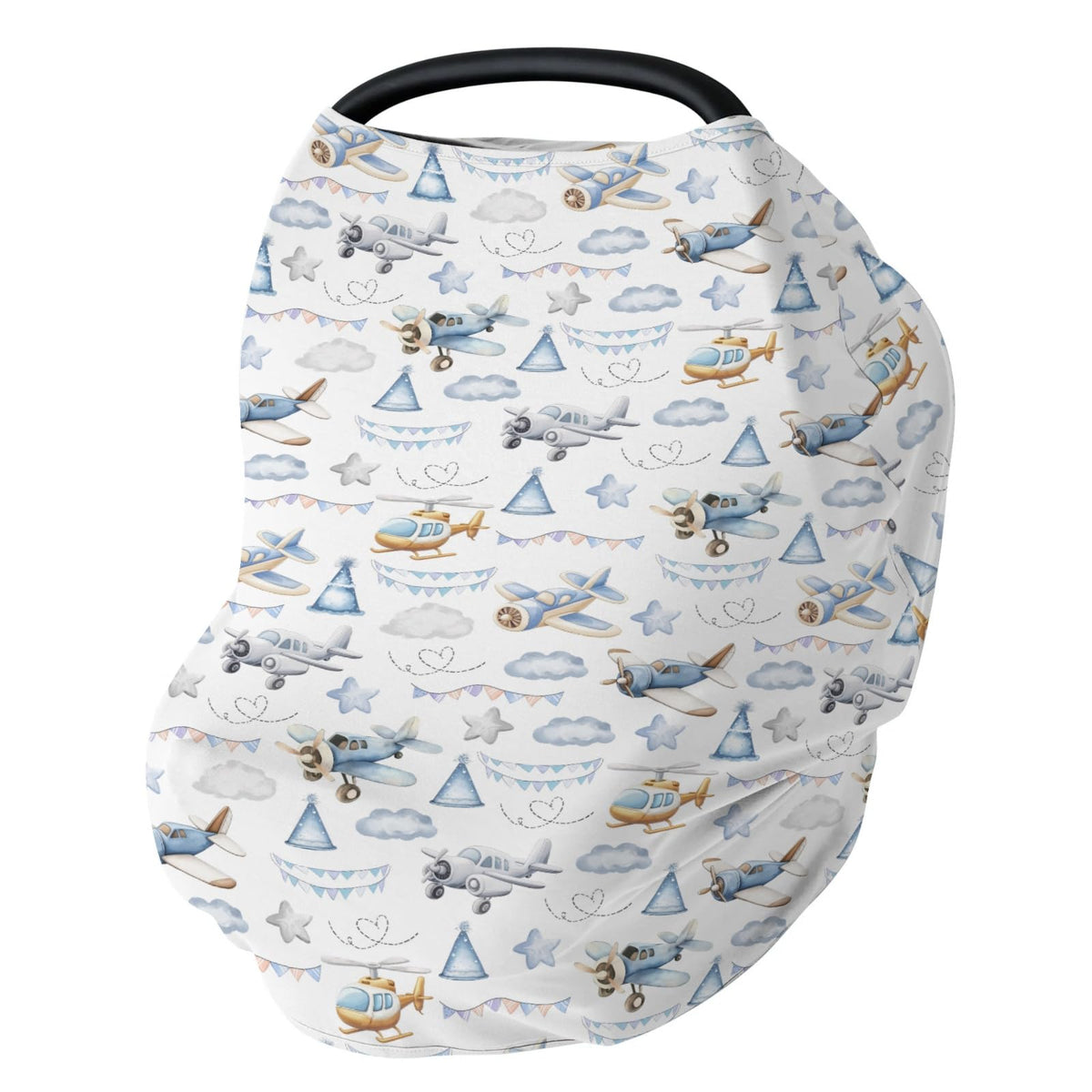 ZoUbqchy airplanes-helicopters watercolor cover protects baby in car seats with stylish design.