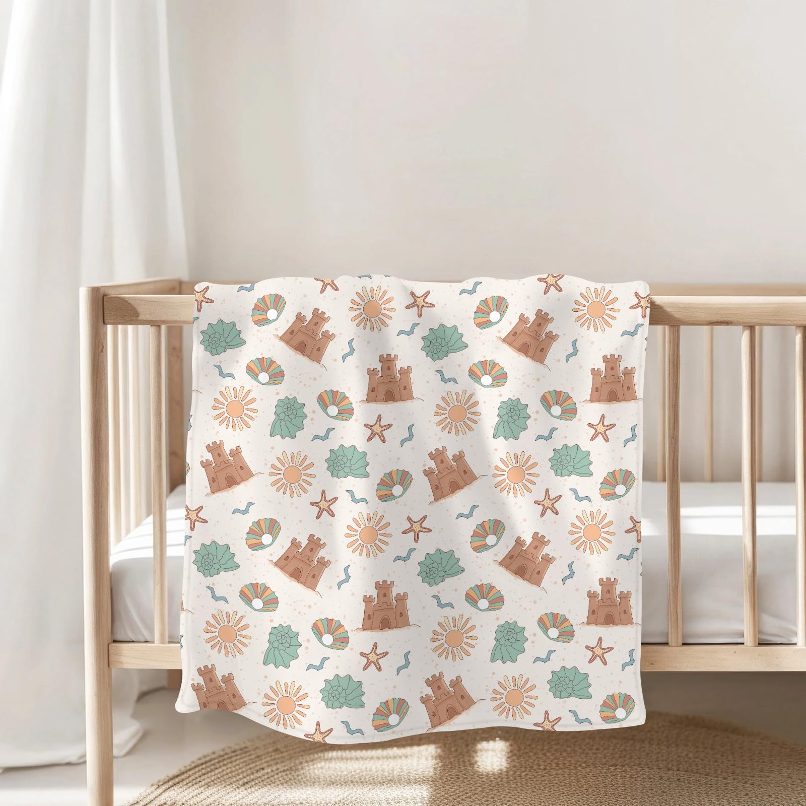 ZoUbqchY starfish design blanket supports tummy time cuddles.