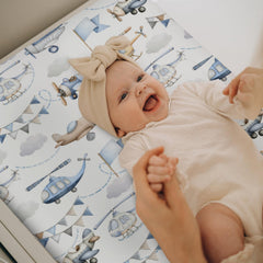 ZoUbqchY baby change table sheets blue fits 32x16 pads for quick diaper changes.