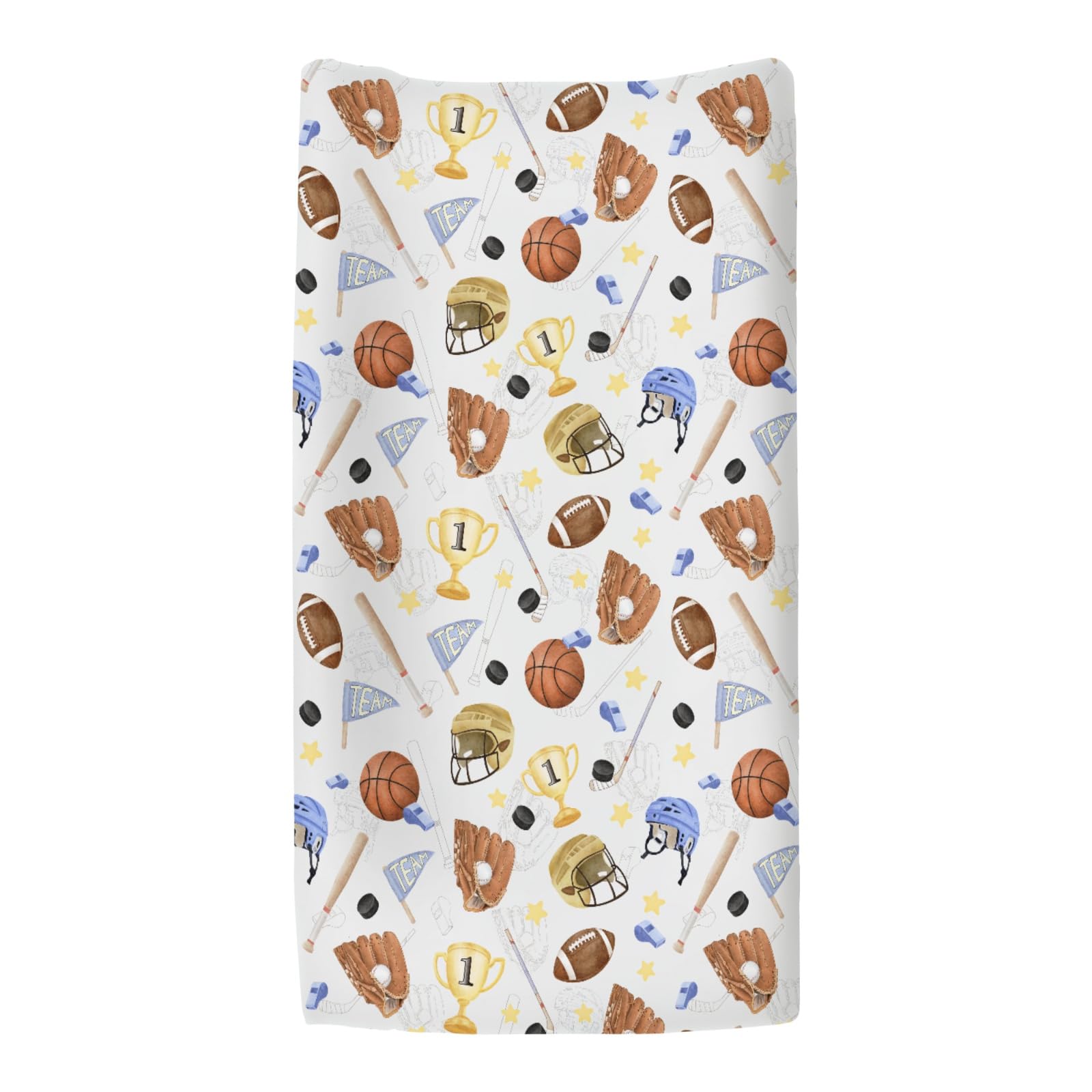 ZoUbqchY changing pad cover featuring football stars design for lively nursery decor