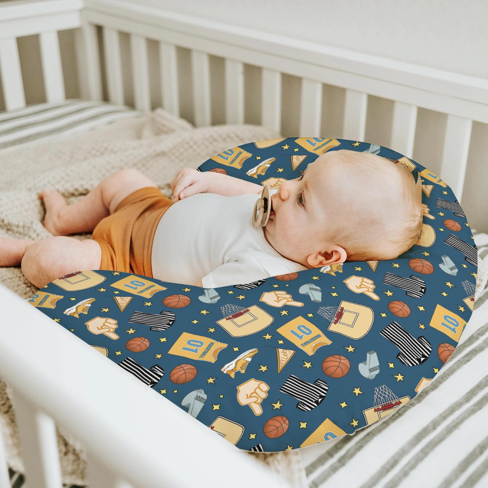 ZoUbqchY basketball-cover on pillow inspires playful nursery aesthetics and comfort