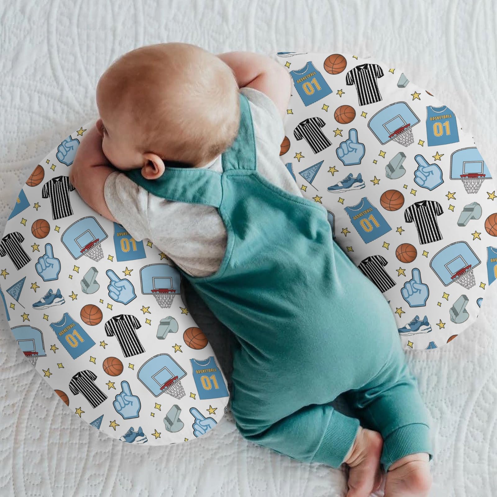ZoUbqchY basketball design nursing pillow cover decorates a calm nursery.