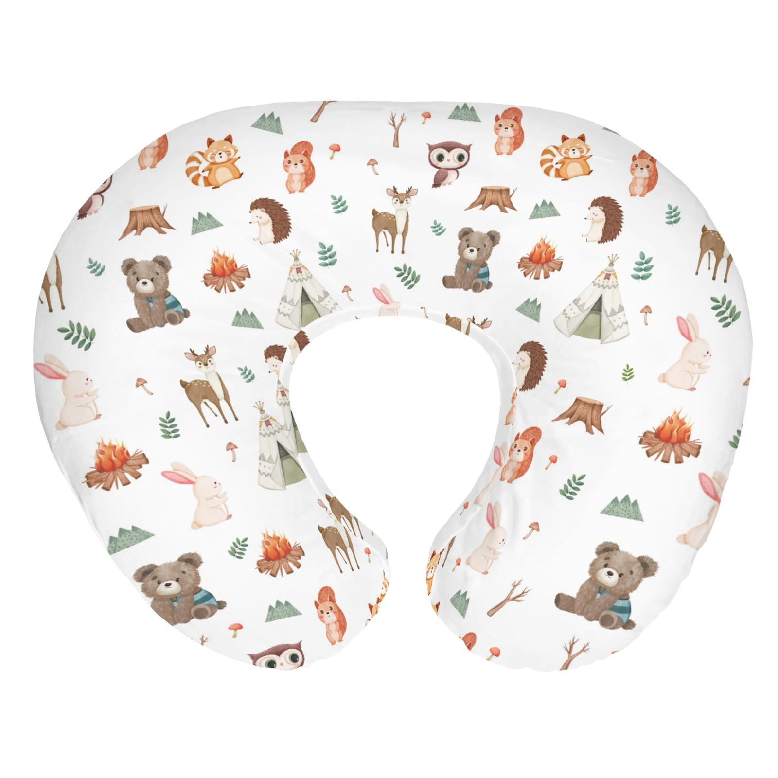 ZoUbqchY bear nursing pillow cover—soft, cozy fabric ideal for comfortable feeding moments.