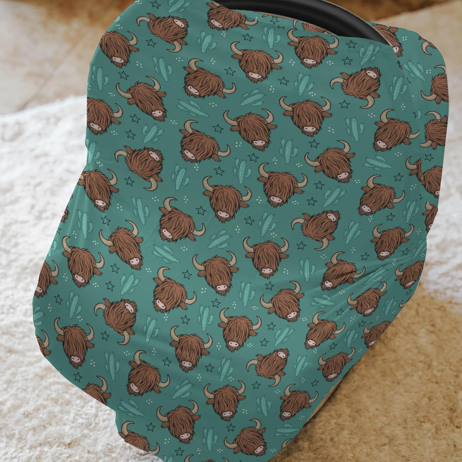 ZoUbqchY boho green cactus stars stretchable cover for a comfortable stroller ride