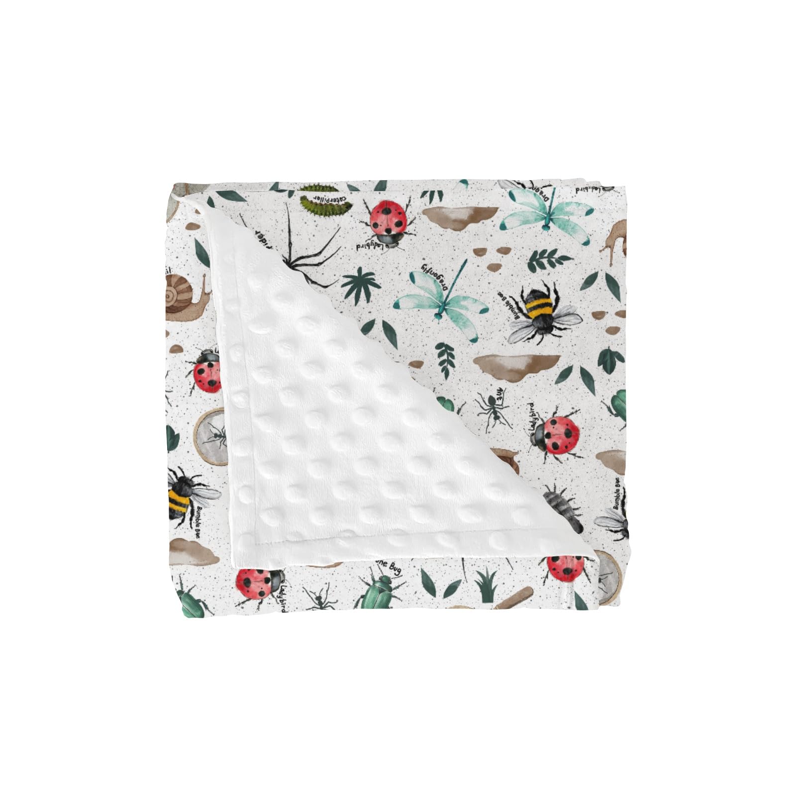ZoUbqchY Bugs Hunt blanket with plush front for cozy cuddles