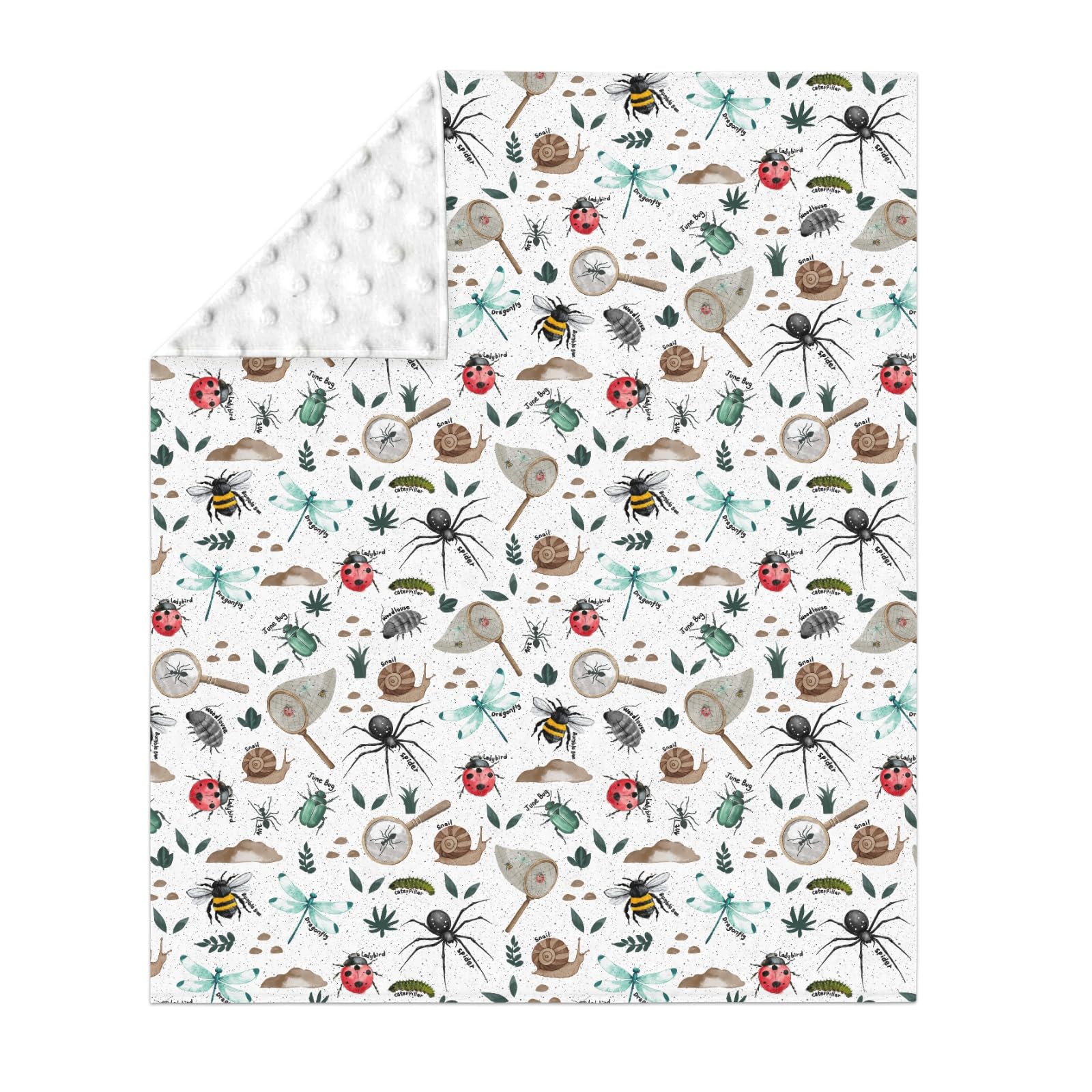 ZoUbqchY Bugs Hunt blanket back dotted fleece for breathable warmth