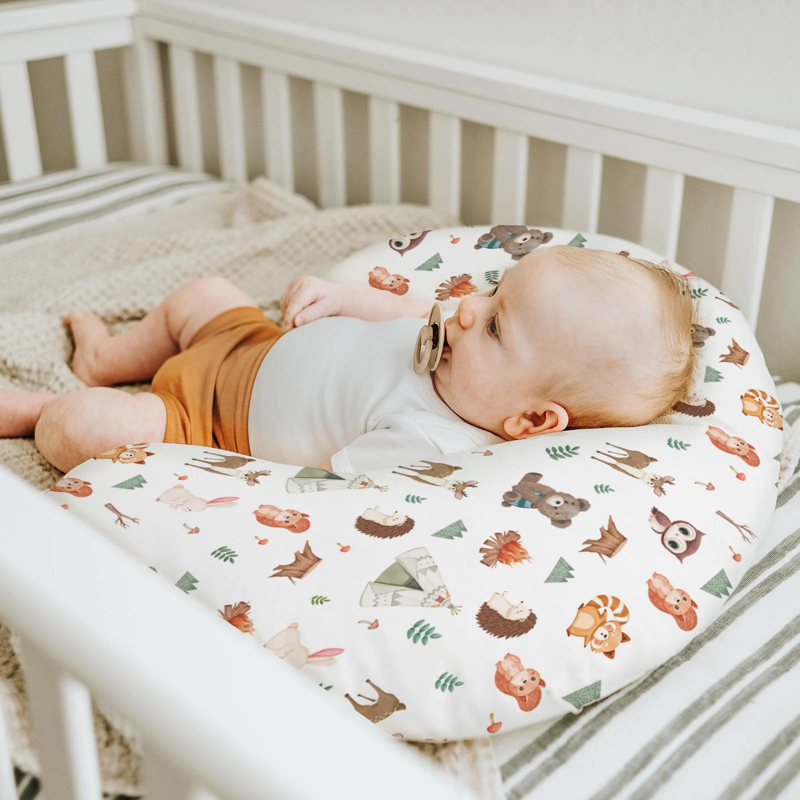 ZoUbqchY bunny nursing pillow cover—soft print suits both boys and girls.