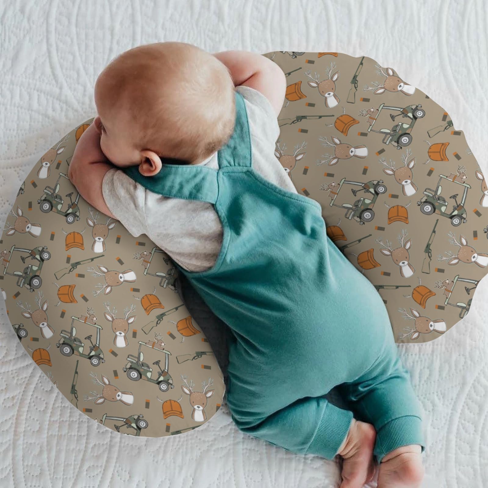 ZoUbqchY deer camouflage pillow slipcover, ideal for cozy feeding sessions
