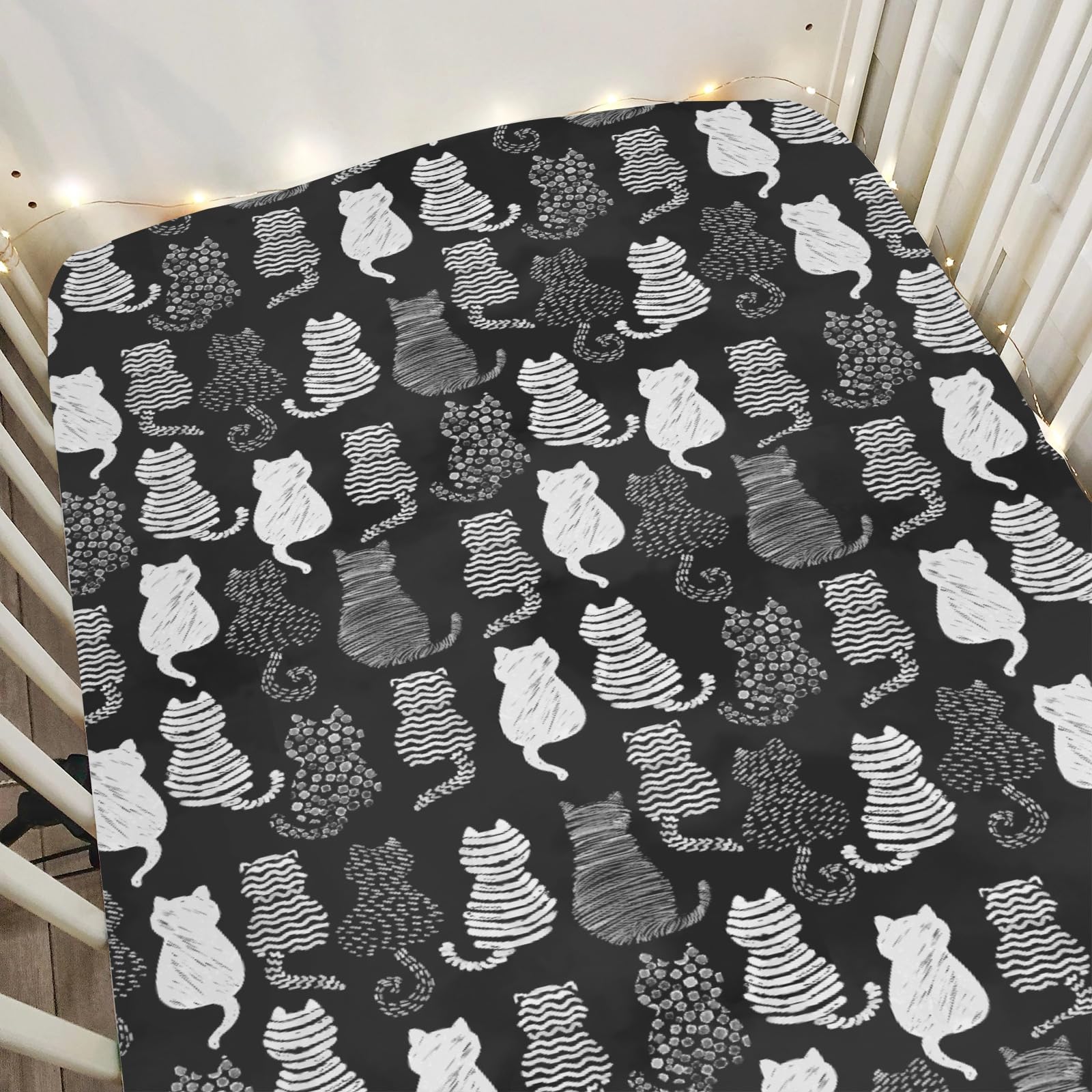 ZoUbqchY cat shapes crib sheet with playful pattern for standard cribs