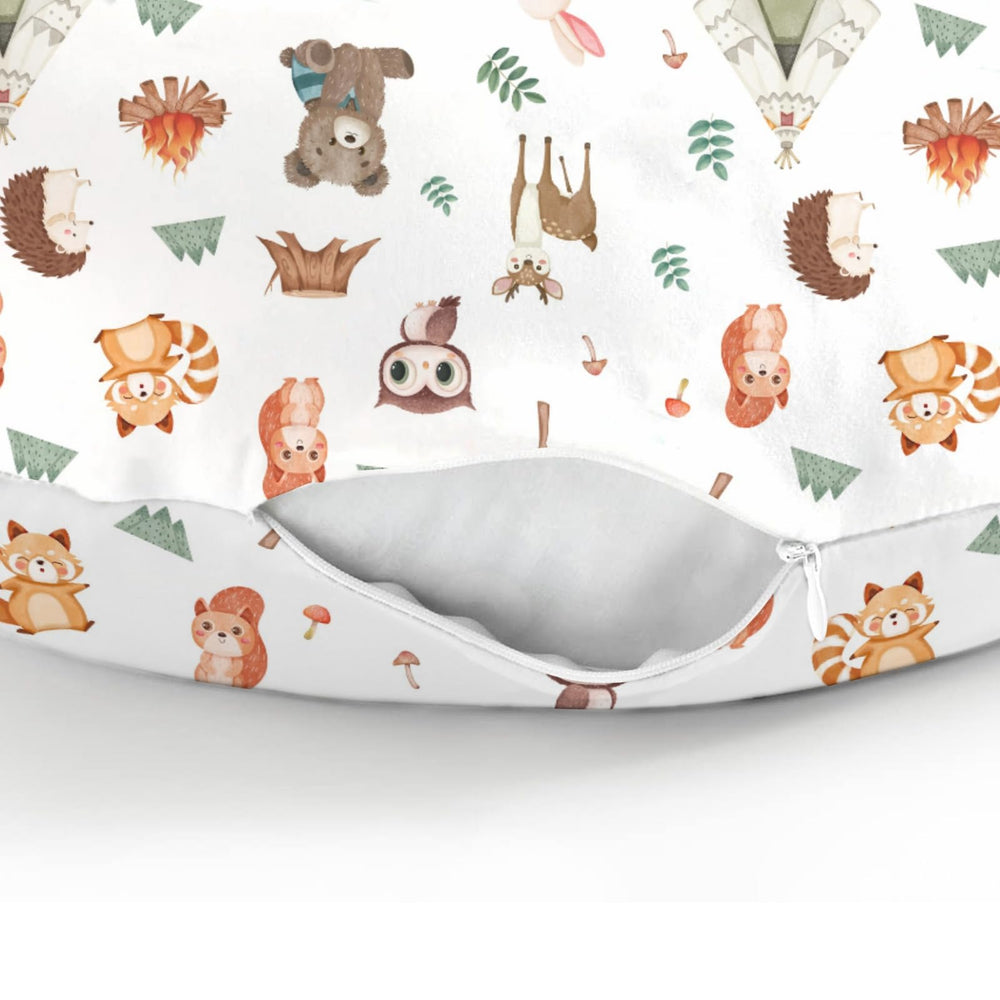 ZoUbqchY circus-design nursing pillow cover—eye-catching print inspires joyful nursery vibes.