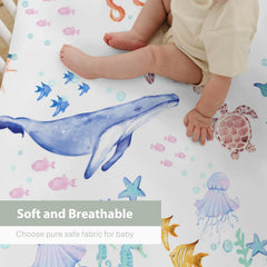 ZoUbqchy bright sea creatures pattern complements unisex nurseries.