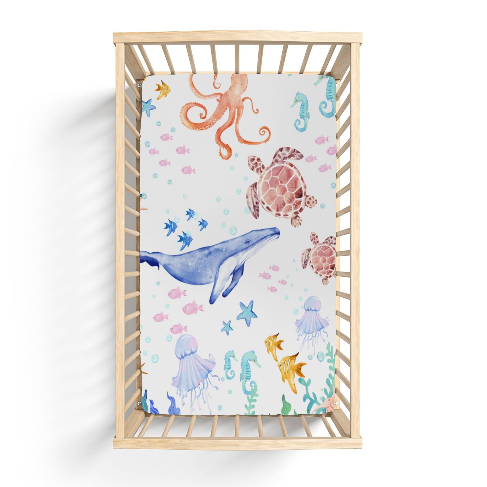 ZoUbqchy machine-washable crib sheet simplifies nursery care.