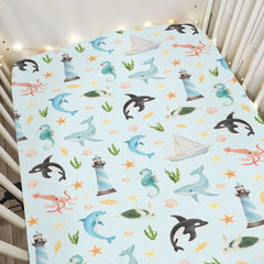 ZoUbqchY sea horse crib sheet for cozy sleep space