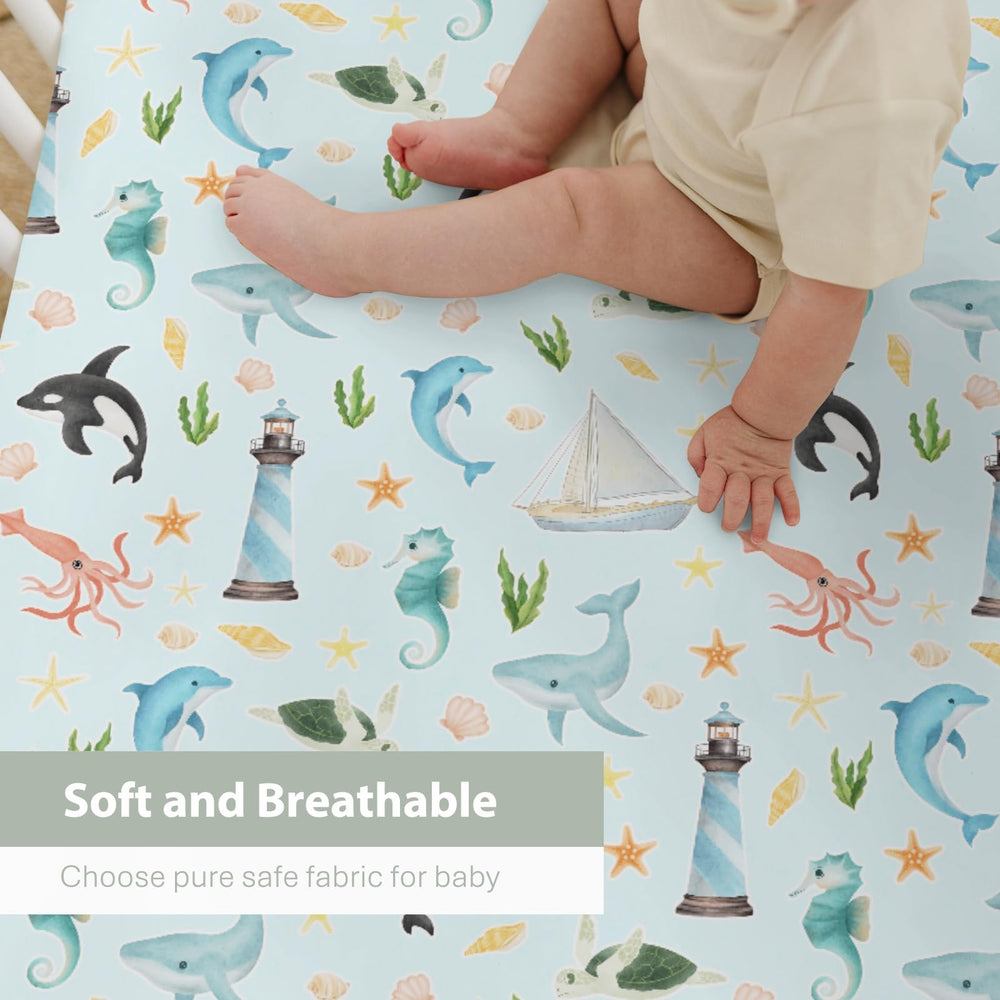 ZoUbqchY turtle motif on soft breathable crib sheet