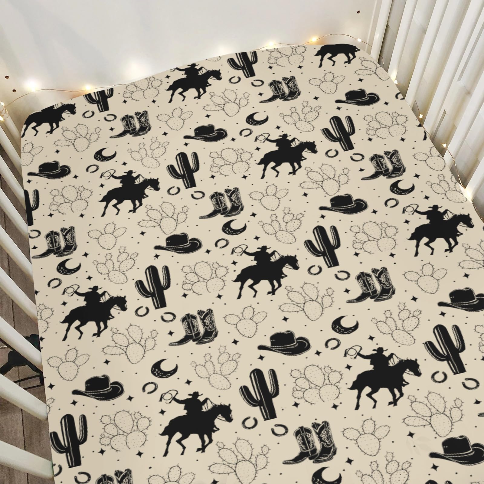 ZoUbqchY cowboy boots crib sheet adds cozy sleep ambiance.