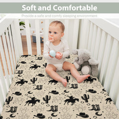 ZoUbqchY cowboy hat motif crib sheet enhances western nursery decor.