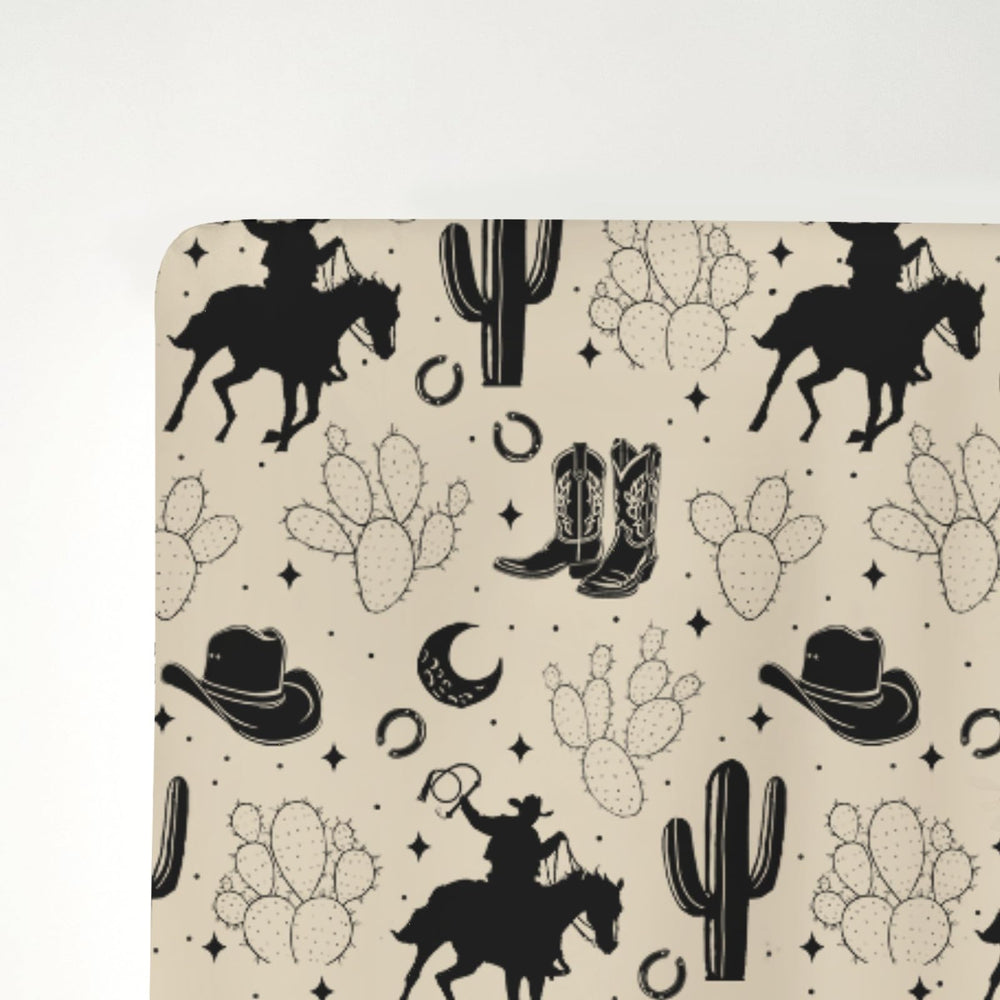ZoUbqchY wild west theme crib sheet coordinates with baby room decor.