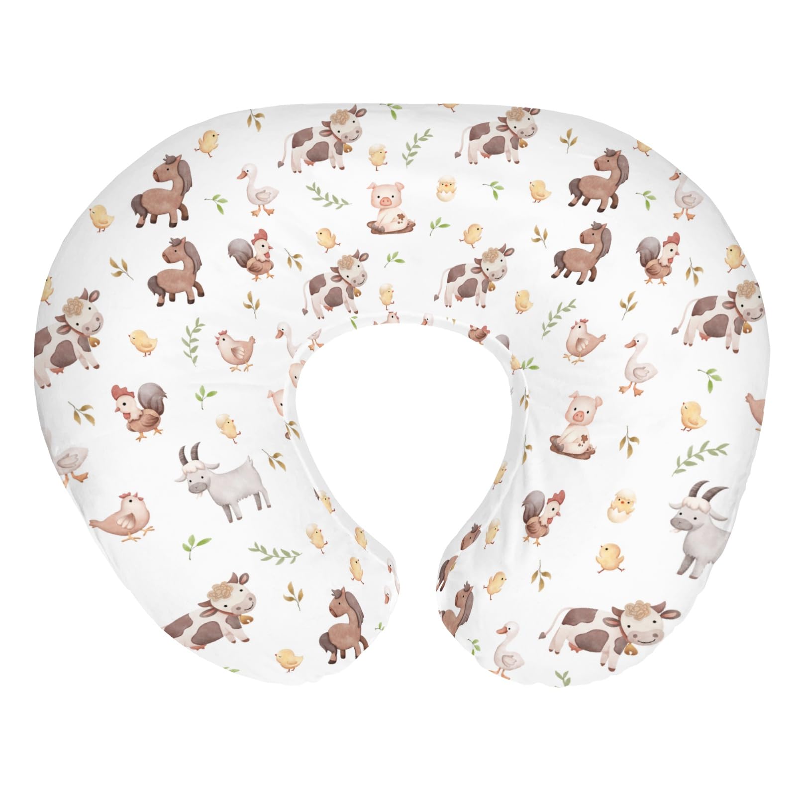 ZoUbqchY cute farm animals nursing pillow cover with soft, breathable fabric for baby comfort