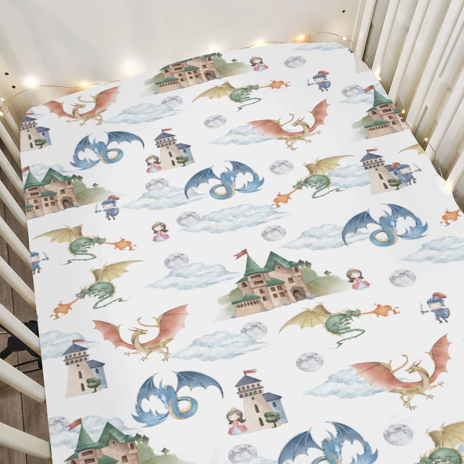 ZoUbqchY fairytale dragon crib sheet with dragon motif for cozy sleep