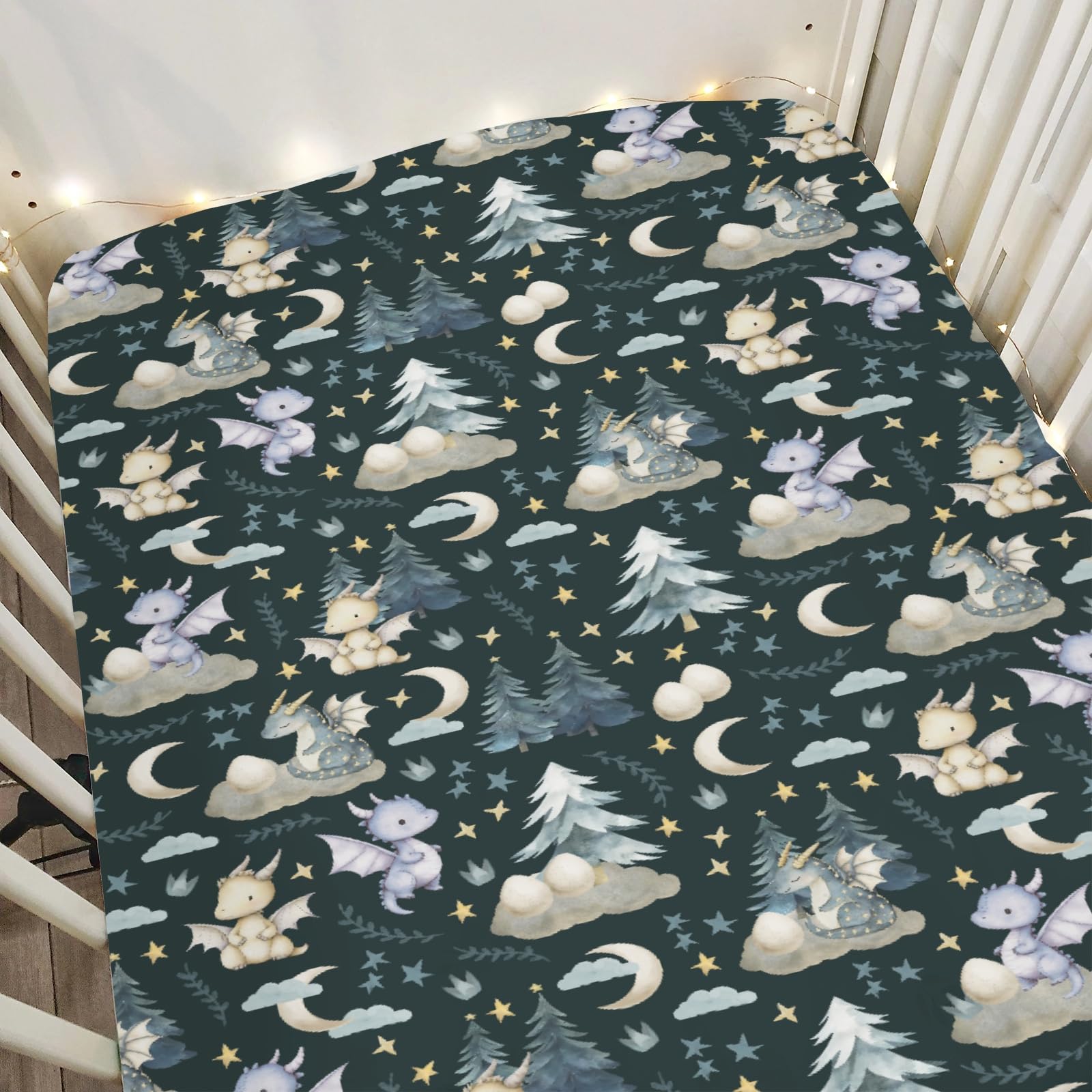 ZoUbqchY fairytale dragons crib sheet with dragon print for cozy sleep