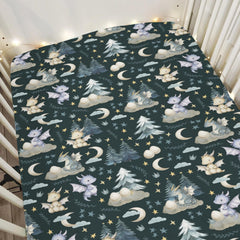 ZoUbqchY fairytale dragons crib sheet with dragon print for cozy sleep