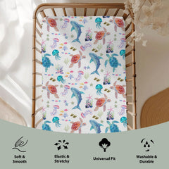 ZoUbqchY jellyfish crib sheet brightens nursery with marine life